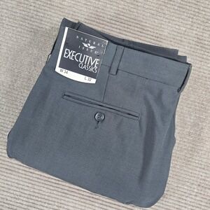 Natural Issue Mens 34x32 Charcoal Pleated Executive‎ Classics Dress Trousers